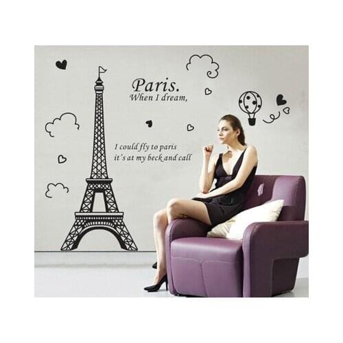 2016 New Paris Love Modern Wall Decor Wall Sticker Eiffel Tower Home Decals Living Room Decoration Kids Rooms Wall Art