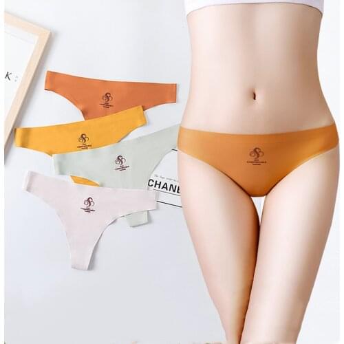 2020winte Intimates Womens Panties Seamless Triangle Sexy Breathable Cotton Crotch Antibacterial Mid-Waist T-Back Underwear