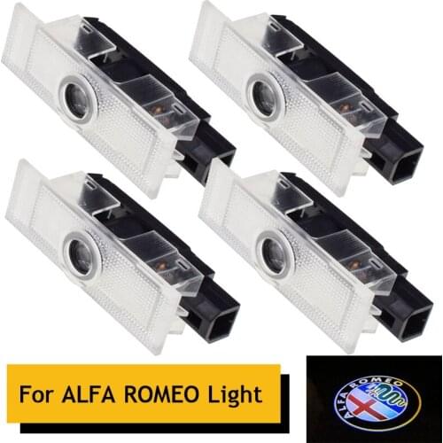 4 pieces Alfa Romeo led door welcome light welcome light logo projector Giulia Giulietta Mito Stelvio Brera 147156 159 style