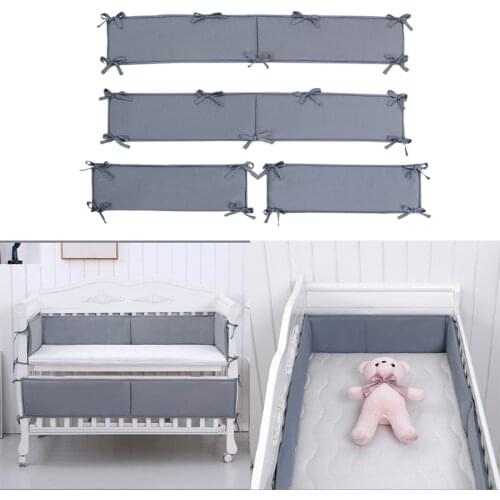 4 Pcs Solid Color Baby Crib Bumper Newborn Cot Protector Pillows Infant Bed Cushion Mat Nursery Bedding Room Decor D0AF