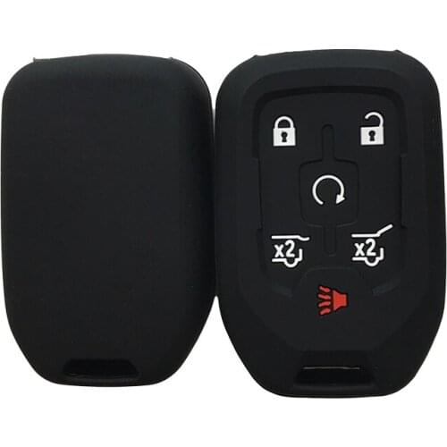 Car Key Fob Cover Case for Chevrolet Tahoe LTZ 2015 2016 GMC Yukon Xl XLT 2017 Acadia Terrain 6 Button Key Cap Protector