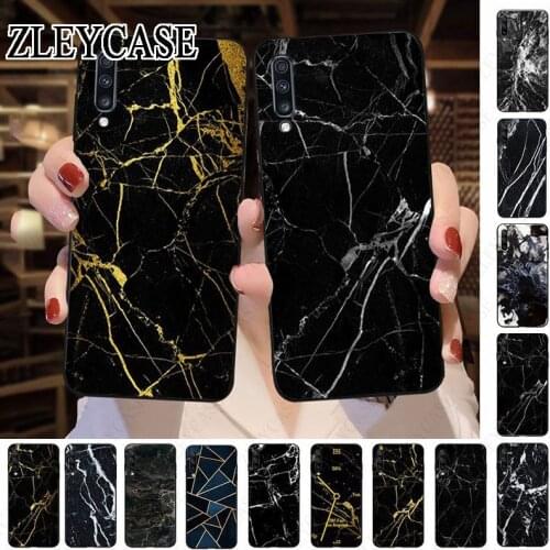 Black marble texture Soft Phone Case For Samsung Galaxy A50 A10 A20 A20E A20S A30S A40 A51 A70 A30 A6 A7 A8 COVER Coque Shell