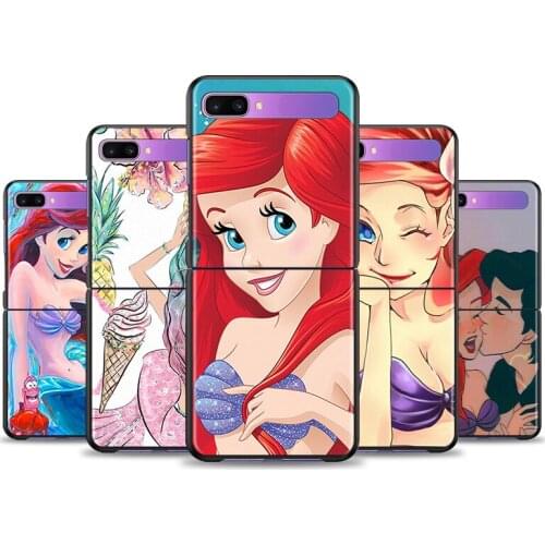 Cover For Samsung Galaxy Z Flip 6.7" Flip3 5G Black PC Hard Phone Case Segmented Protect Coque Ariel Mermaid Princess