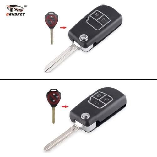 Dandkey 10x Flip Folding Remote Key Shell 2 3 Buttons For Toyota Camry Corolla Reiz RAV4 Fob Replacement Modified Car Key Shell