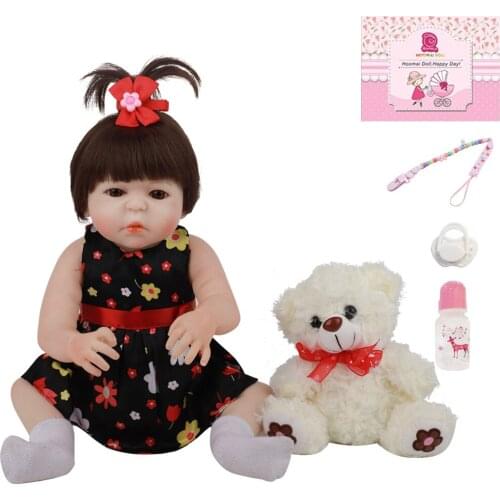 18Inch Lifelike Reborn Dolls Early Education 48CM Whole Silicone Cute Handmade Princess Girl Baby Toy Doll For Kid Birthday Gift