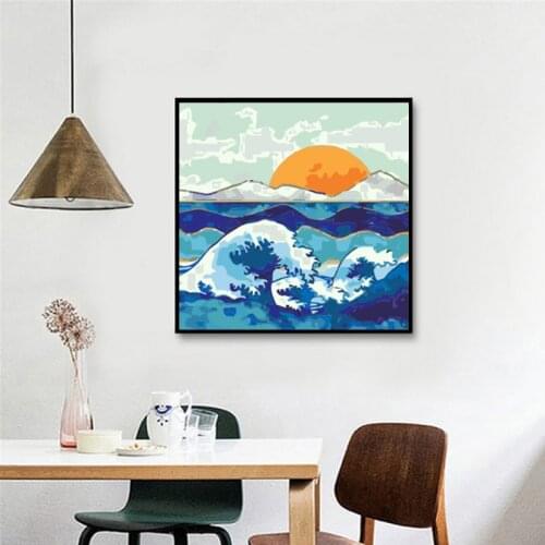 DIY Oil Painting By Numbers Mountain Coloring By Numbers Sunrise Landscape Paint Painted Picture Hand Canvas
