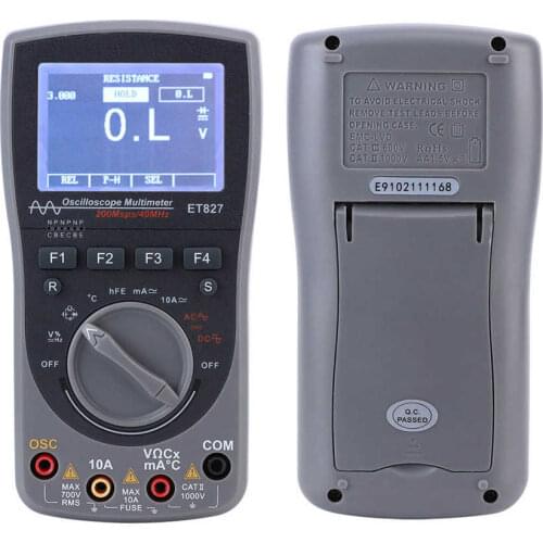 ET827 2 in 1 High Definition Screen multimeter 40Mhz 200Msps Handheld Digital Multimeter Oscilloscope Ammeter