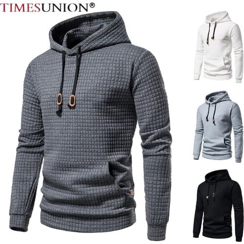 2021 Autumn Clothes for Men Plaid Fabric Sweatshirts Fashion Thick Keep Warm Drawstring Hoodie Men US Size S-XXL