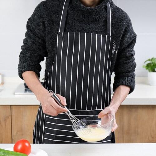 Apron Kitchen Striped apron Mens coffee shop waterproof and oil-proof work apronCooking half-length apron kitchen accessories