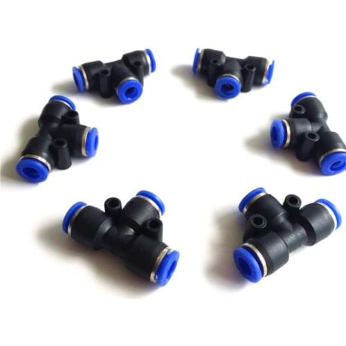 H162 T shaped Tee Pneumatic 6mm OD Hose Tube Push In Air Gas Fitting Quick Fitting Connector for Garden Misting system 20Pcs/lot