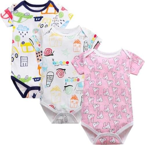Printed Pattern One-Piece Baby Girls Boys Cotton Short Sleeve Climb Triangle Romper 0-24M 11Kinds DG01