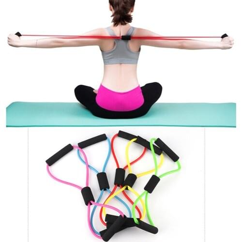 2020 Hot Yoga Gum Fitness Resistance 8 Word Chest Expander Rope Workout Muscle Fitness Rubber Elastic Bands for Sports Exercise