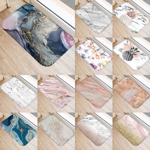 Marble Printed 40*60cm Kitchen Entrance Door Mat Coral Velvet Carpet Doormat Indoor Floor Mats Colorful Anti-Slip Rug 48267-3