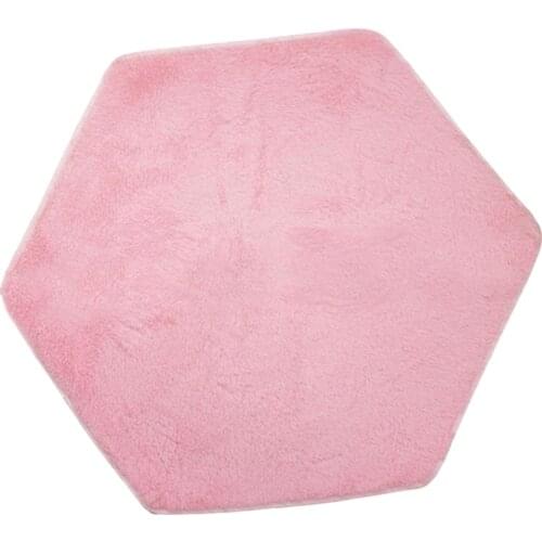 Soft Plush Kids Tent Carpet Rug Pad Bedroom Cushion - Hexagonal Pink