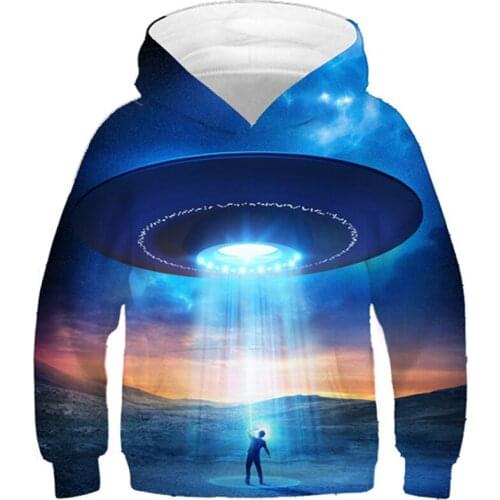 New 2020 Winter Boy/Girl 3D Printed Sweatshirts Children UFO Blue Galaxy Funny Design Hoodies Kids Fashion Pullover Clothes Tops