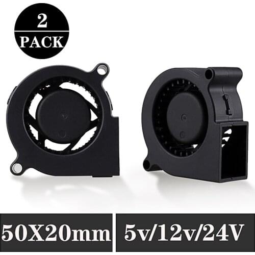 2PCS GDSTIME DC 5V 12V 24V Sleeve Brushless Cooling Turbine Blower Fan 50mm x 20mm Blower Cooler Fan for 3D Printer