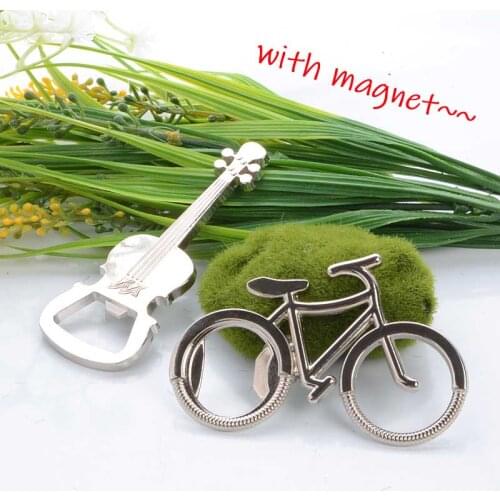 Stainless Steel Bottle Opener Korean Refrigerator Magnet Bicycle and Violin Shape Beer Opener Message Board Magnetic Sticker