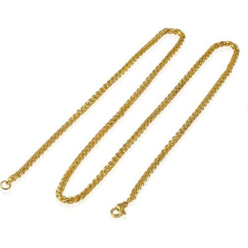 RIR 3.0mm Width Silver Color and Gold Stainless Steel Mens Womens Necklace Curb Link Chain 60cm Length