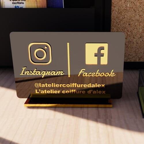 Personalized Custom Instagram Facebook Snapchat Table Sign Company Store Logo Shop Name Sign Custom Mirror Acrylic