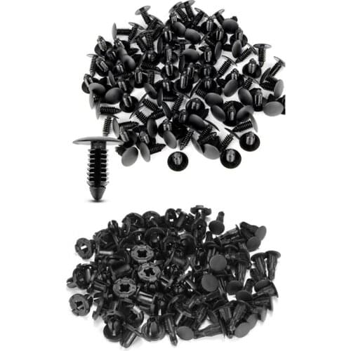 100X Plastic Bumper Fastener Rivet Clips Black & 50X Bumper Fender Rivet Push Clips For Mitsubishi Endeavor Outlander