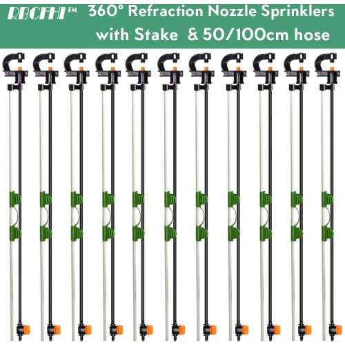 360 Degrees Refraction Mist Spray G Type Nozzles Sprinklers with Stakes Connectors Kit Garden Irrigation Hanging Fogger Watering