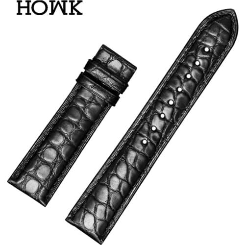 HOWK Watchband Suitable Buckle Or Butterfly Buckle 18mm 19mm 20mm 21mm 22mm 23mm 24mm Leather Watch Band Alligator Watch Strap