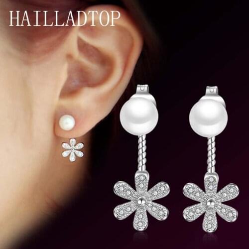 Daisy Ear Jewelry Flower Hanging Stud Earrings Pearl Tremella Earrings Jewelry OL Trendy Crystal Flower Chic Earrings 2020 New