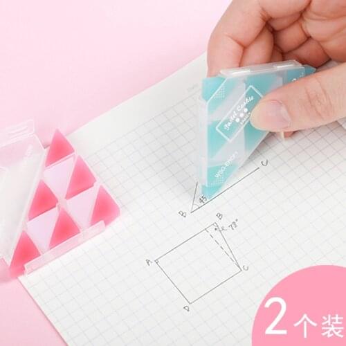 School Supplies Stationery Wipe Clean Eraser 2PCS/Lot Drawing Sketch Detail Polygon Art Rubber Novelty Triangle Erasers For Kids