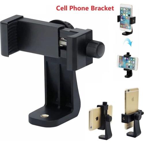 Cellphone Tripod Mount 360 Degree Rotation Cell Phone Stand Mobile Phone Clip Holder Vertical Bracket Adapter for Samsung Iphone