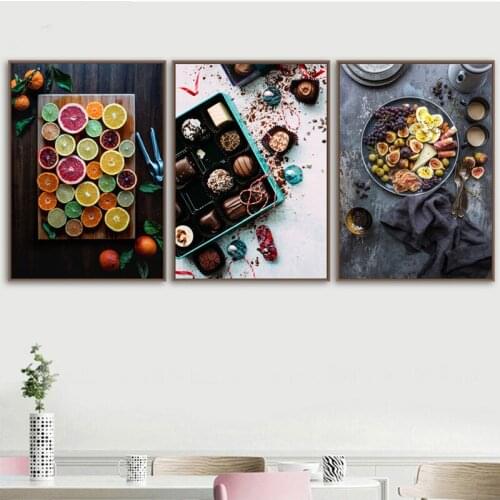 Triptych diamond painting Cherry Lemon Coffee Chocolate Pictures diamond mosaic diamond embroidery rhinestone full drillZP-887