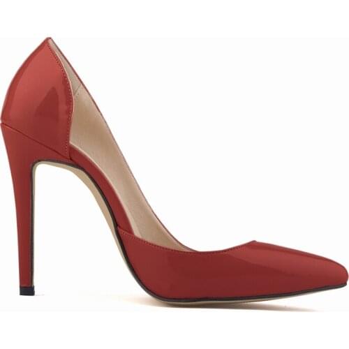 Women Pumps Sexy 11cm Pointed Toe High Heels Woman Shoes Spring Autumn Patent Leather Party Black Red Wedding Shoes Plus Size