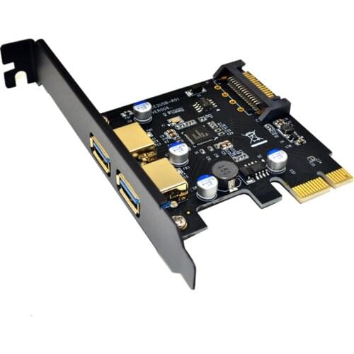 USB 3.0 PCI Express PCIE USB 3.0 Card Adapter 5Gbps USB 3.0 PCI-E 2 Ports PCI Express Expansion Card SATA Power Connector for PC