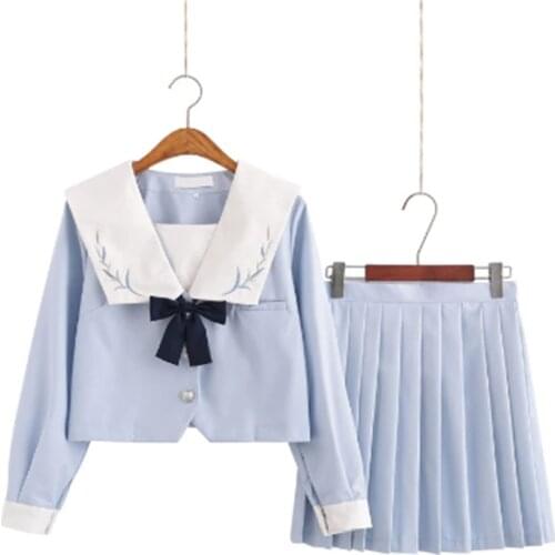Japanese School JK Uniform Long Short Sleeve Shirt Pleated Skirt Suits Teenage Girls Cheerleading Chorus Party Sailor Uniforms