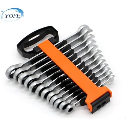 YOFE12pcs 6-19mm Fixed ratchet key wrench setsChrome vanadium steel 72 teeth quick off wrench auto repair machine repair tool