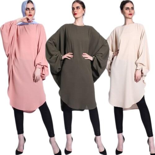 Women Solid Long Tops Muslim Kaftan Arabic Loose Oversized Maxi Robe Gown Islamic Middle East Turkish Malaysia Dubai Ramadan New