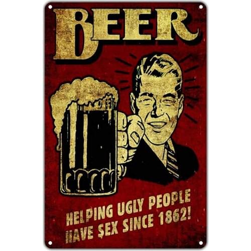 Tin Sign Beer Helping Ugly People Have Sex Since 1862! Epic Novelty Warning Sign Metal Tin Sign 8x12 Metal Bar Living Room