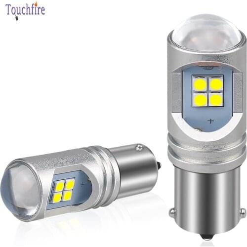 2Pcs/Lot T20 7440 7443 1156 P21W Led Car Bulb 3030 12smd Canbus 6000K White Amber 10-30V 2400LM Auto Lamp Reverse Brake Light