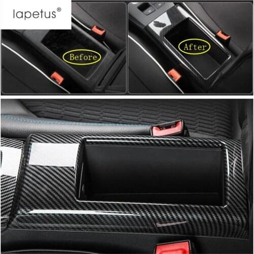 Lapetus Accessories Fit For Audi A3 V8 2014 - 2019 ABS Front Seat Armrest Storage Box Molding Cover Kit Trim / Carbon Fiber ABS