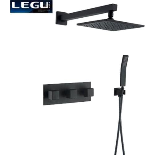 Bronze Black Waterfall Shower Faucet In Wall Waterfall Rain Brass Shower Head Bathroom Shower Mixer Tap Thermostatic Mixer Valve