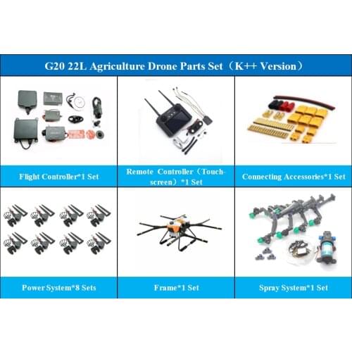 Aerops 2021 EFT G20 8 Axis 22L 22KG Payload Agriculture Drone UAV Parts Set Jiyi K3A K++ VKE V7-AG Boying Paladin Flight Control