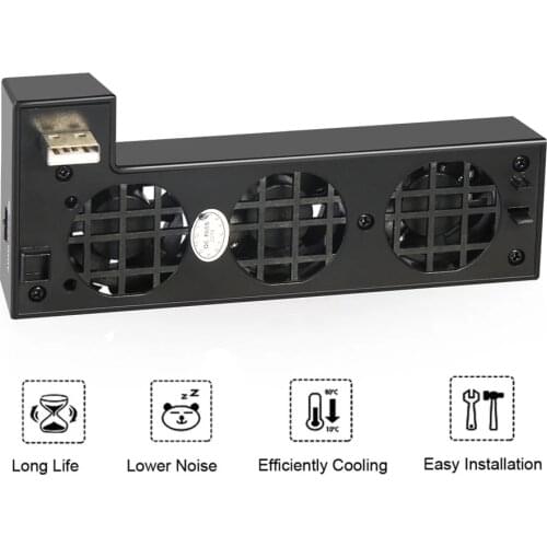 DOUBLE-Cooling Fan, External Speed Cooler Control with Extra USB Port, 5V, 1A, 3 Fans, Turbo Temperature Control for Xbox One X