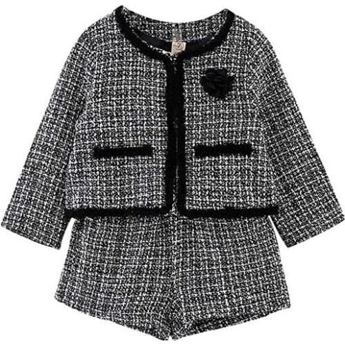 Boutique Girl Clothes 2019 Kids Baby Girl Pageant Plaid Coat Outerwear & Pants Party Outfit Clothes 2PCS Size 2-6Y