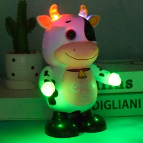 Electric Dancing Robot Cow With Light Music And Tipping Banana Monkey Baby Cute Childrens Sound Parent-child Interrecative Toys