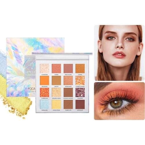 FOCALLURE 16 Colors Long Lasting Glitter Matte Eyeshadow Palette Non Smudge Powder Cosmetic Easy to Color