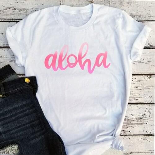 Aloha Summer Tshirt Plus Size 2021 Women Fashion Clothing Casual Woman Tshirts Harajuku Graphic Tees Girls Letter XL