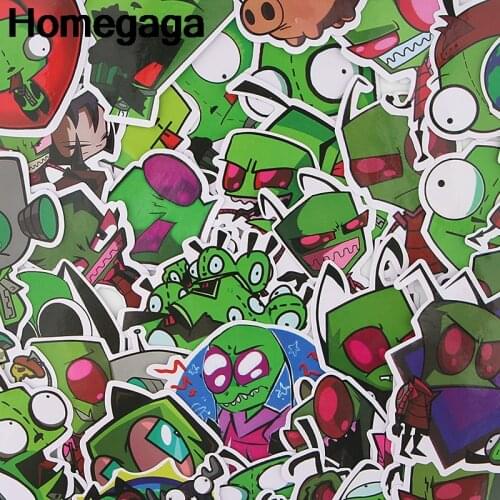 Homegaga 38pcs cartoon aliens sticker Creative badges pvc stickers decorative wall notebook phone Motor scrapbooking decal D2293