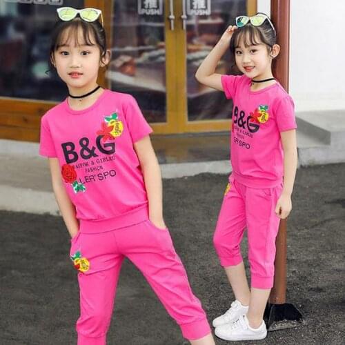 Children Clothing Sets Girls Suits Baby Cotton Sportswear Casual kids Letters Short Tops Pants Infantis Roupas