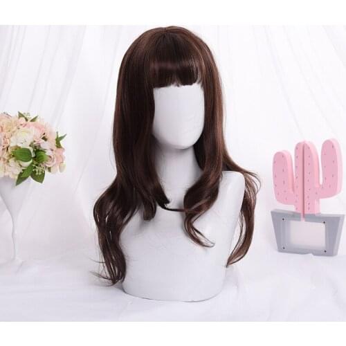 Beautiful Long Curly Brown women Hair Cosplay Wig Synthetic wig Lolita Cosplay Hair Unique Fashion Girl Lolita Wig Cute Wig