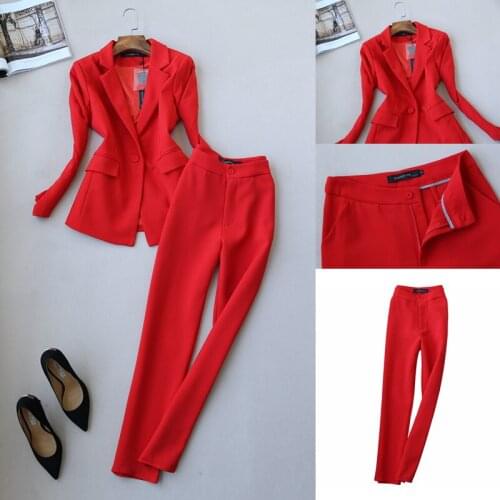 Fashion Womens business Blazer Suits Slim OL Pencil pants suit Sets Suit Jacket and Pants Two Pieces Formal Suit professional