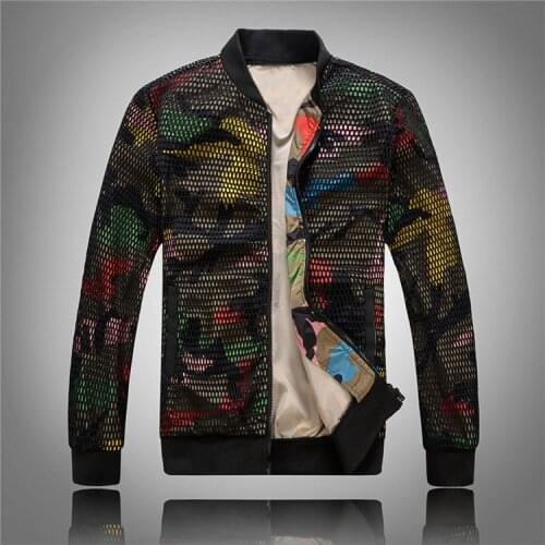 Personality Mesh Colorful Designer Jaqueta Masculino Bomber Jacket Men Chaquetas Hombre Camo Mens Jackets